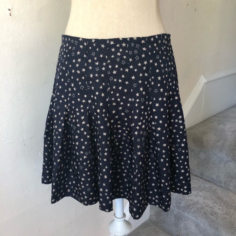 Sea New York Sea Star Print Pleated Mini Skirt Navy Cream Size Small Euc